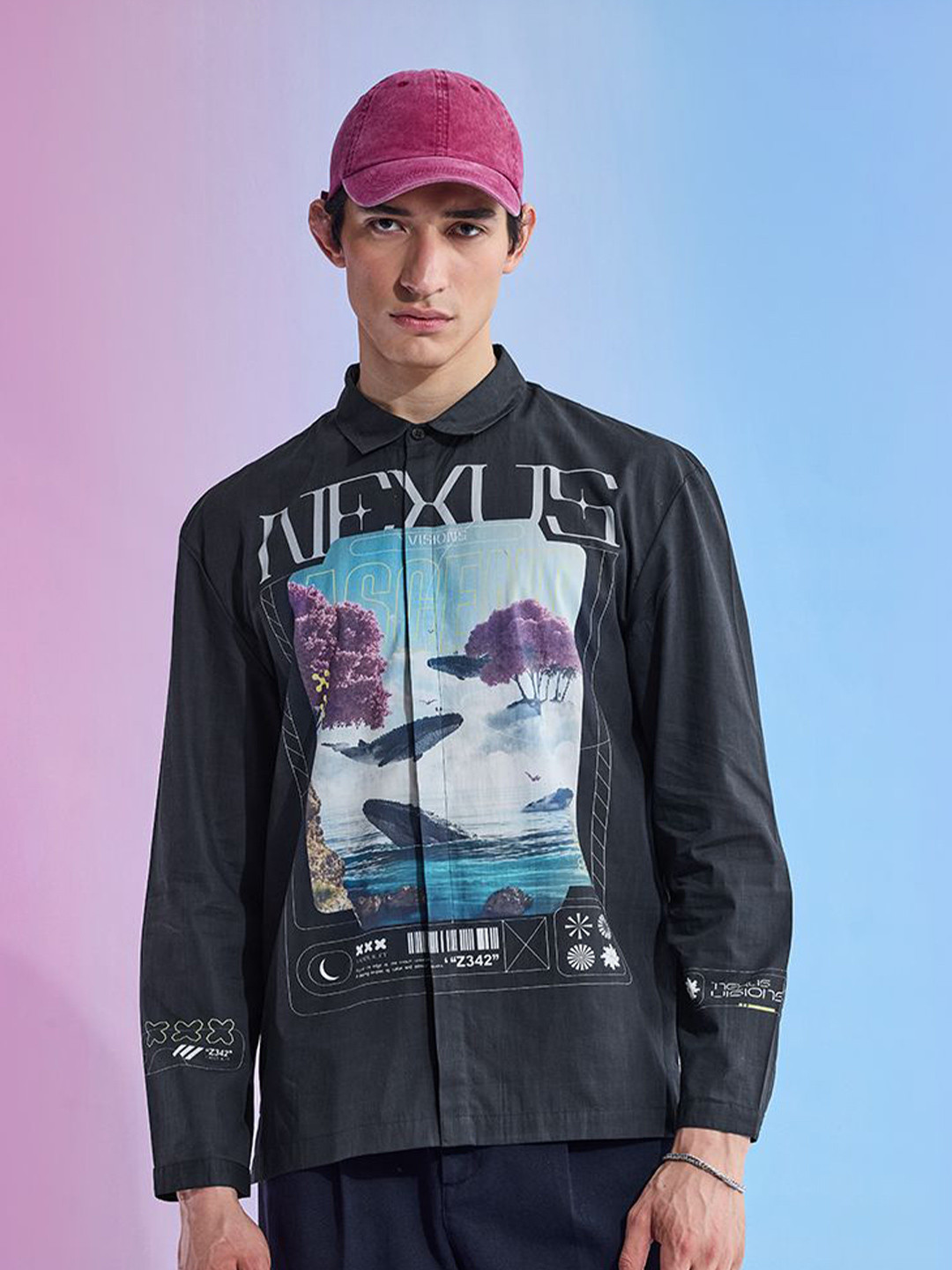 Snitch Utopia Nexus Printed Oversized Shirt