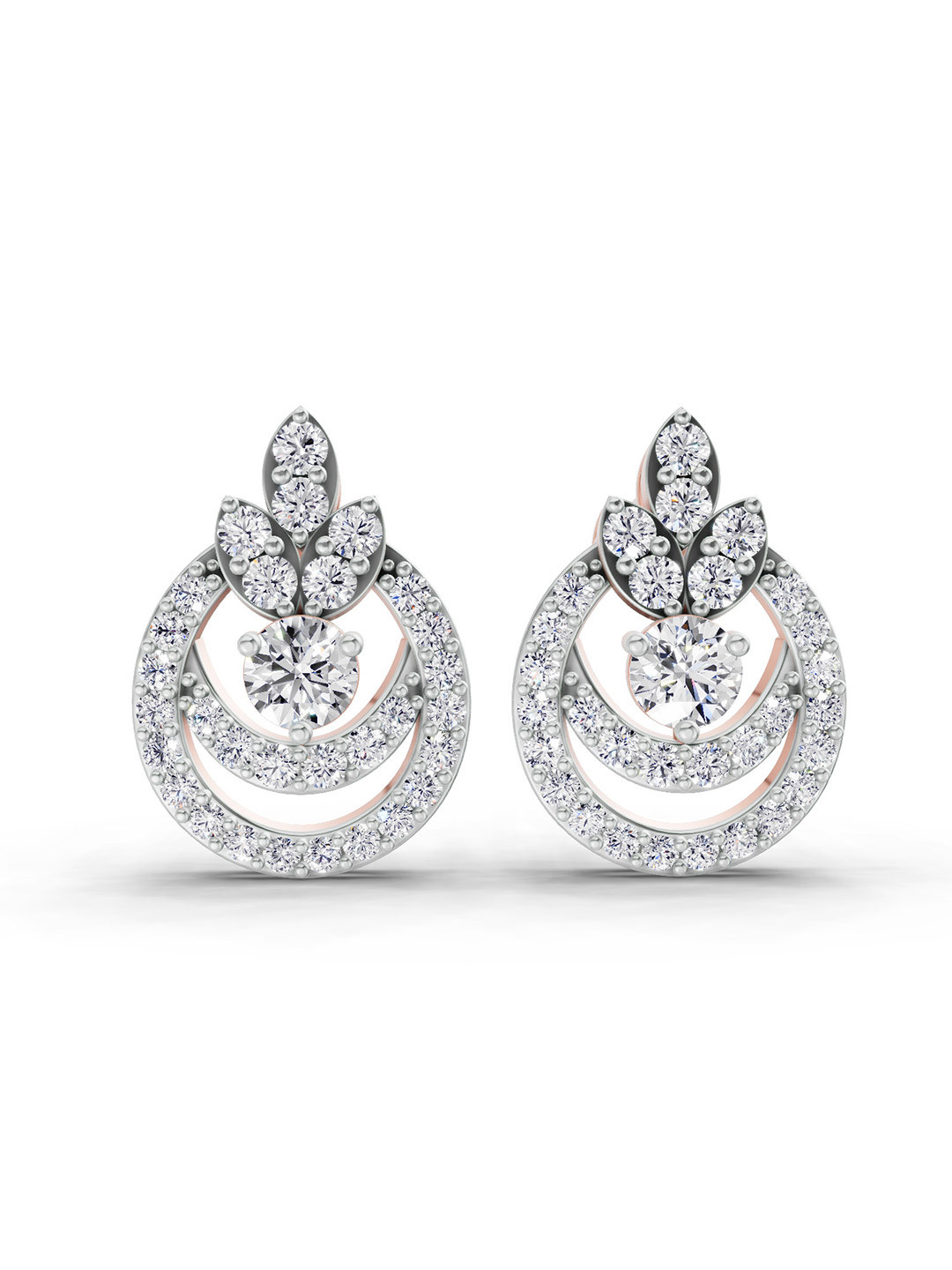 Sparkles 14K Rose Gold Lab Grown Diamond 0.90 Carat Round Shape Diamond Stud Earrings