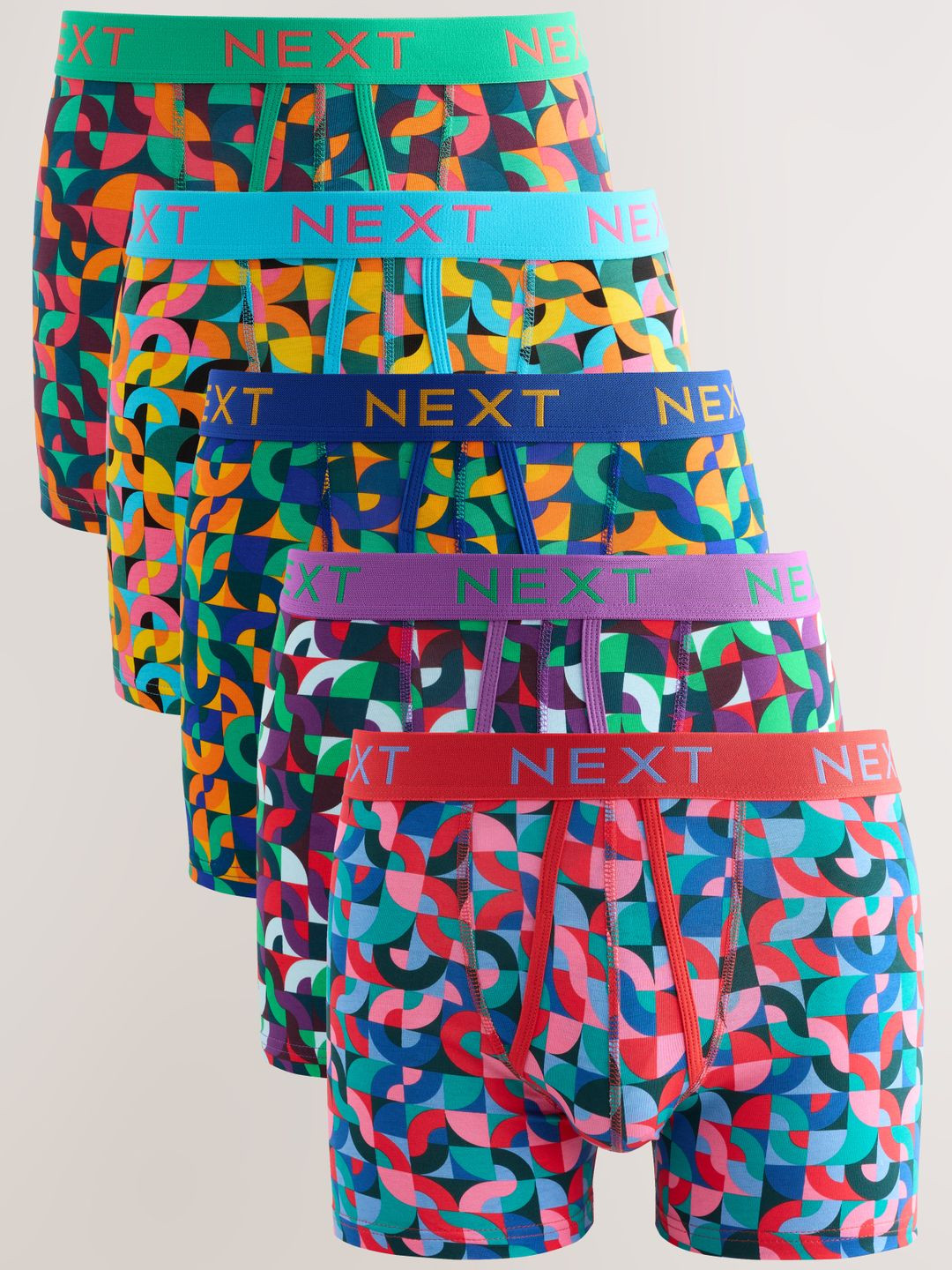 NEXT Men Pack Of 5 Circle Geo Print A-Front Trunks