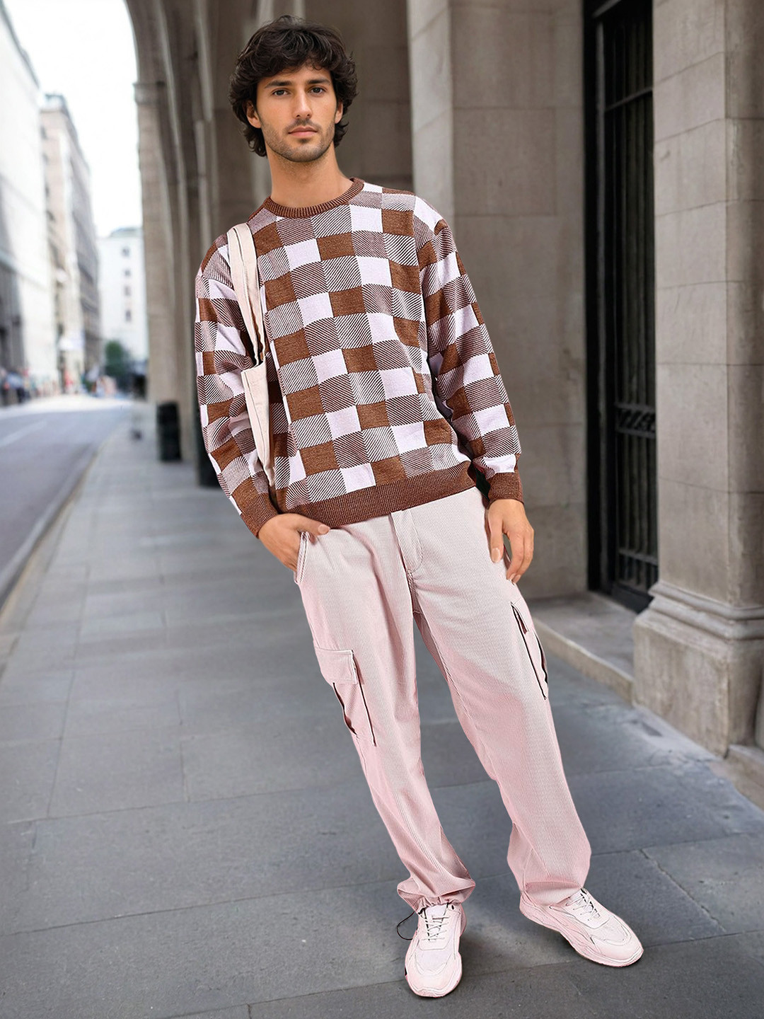 The Indian Garage Co Checked Acrylic Pullover