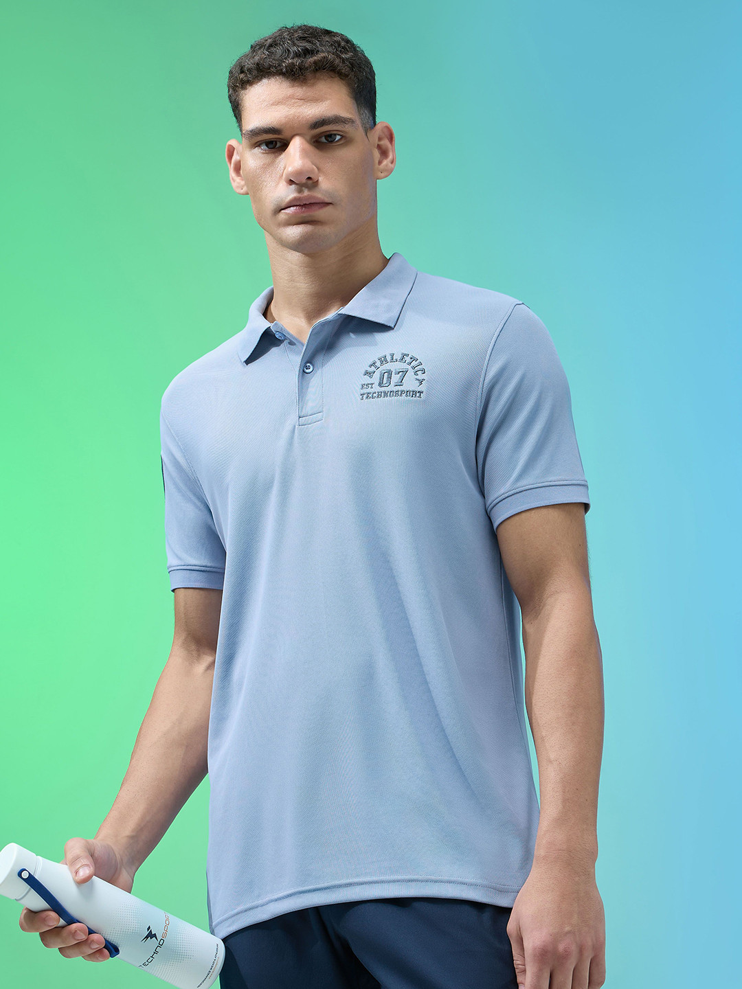 Technosport Men Typography Printed Anti Static Slim Fit Sports T-shirt with MATPIQ