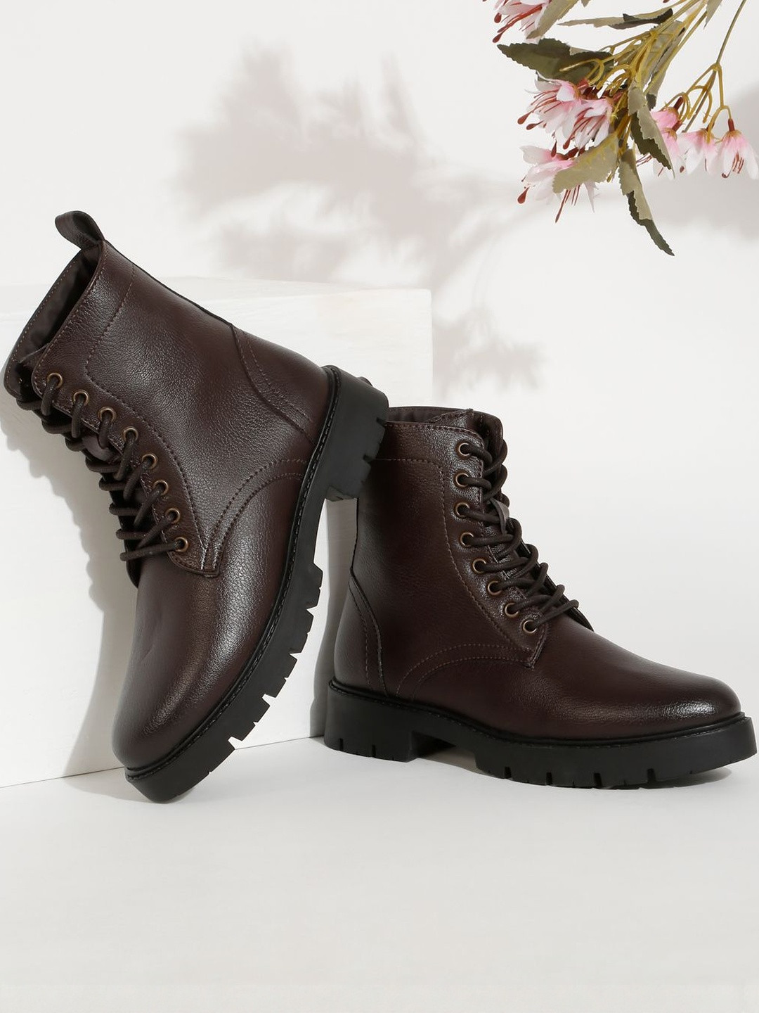 Kosher Women Brown Lace-Up Boots
