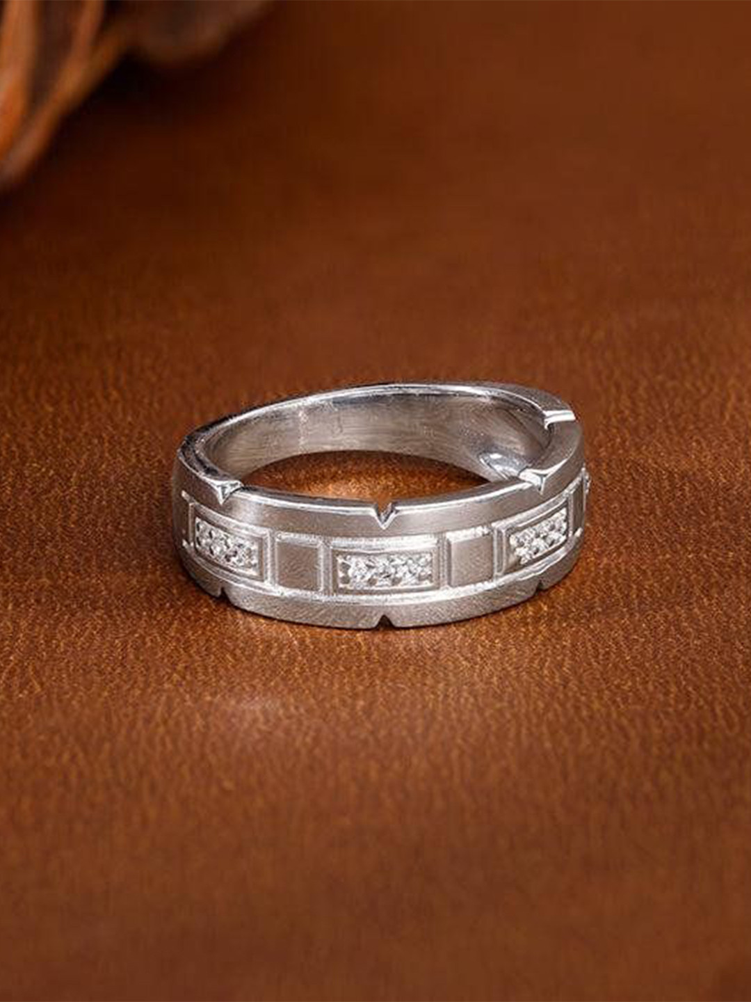 GIVA Men Silver Empire Edge Ring For Him