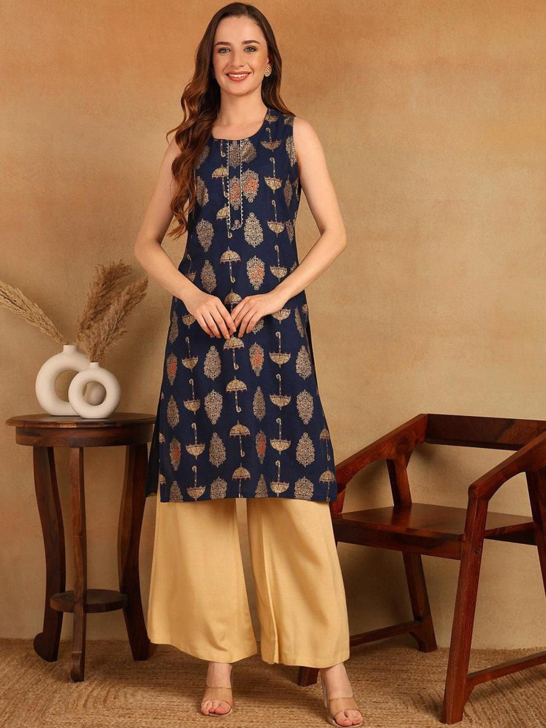 KALINI Women Printed Sleeveless Kurta