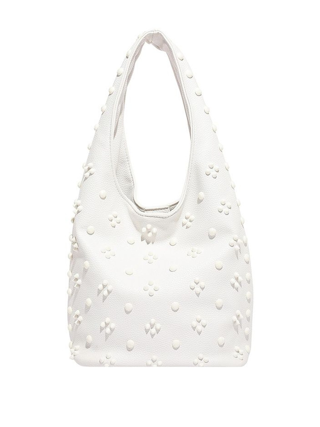 CORSICA Women White Bucket One Handle PU Shoulder Bag With Applique