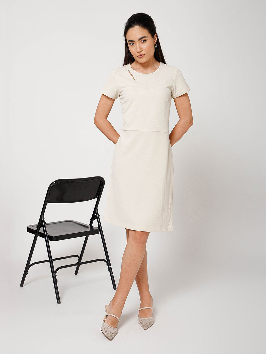 OFFICE & YOU Round Neck Fit & Flare Dress