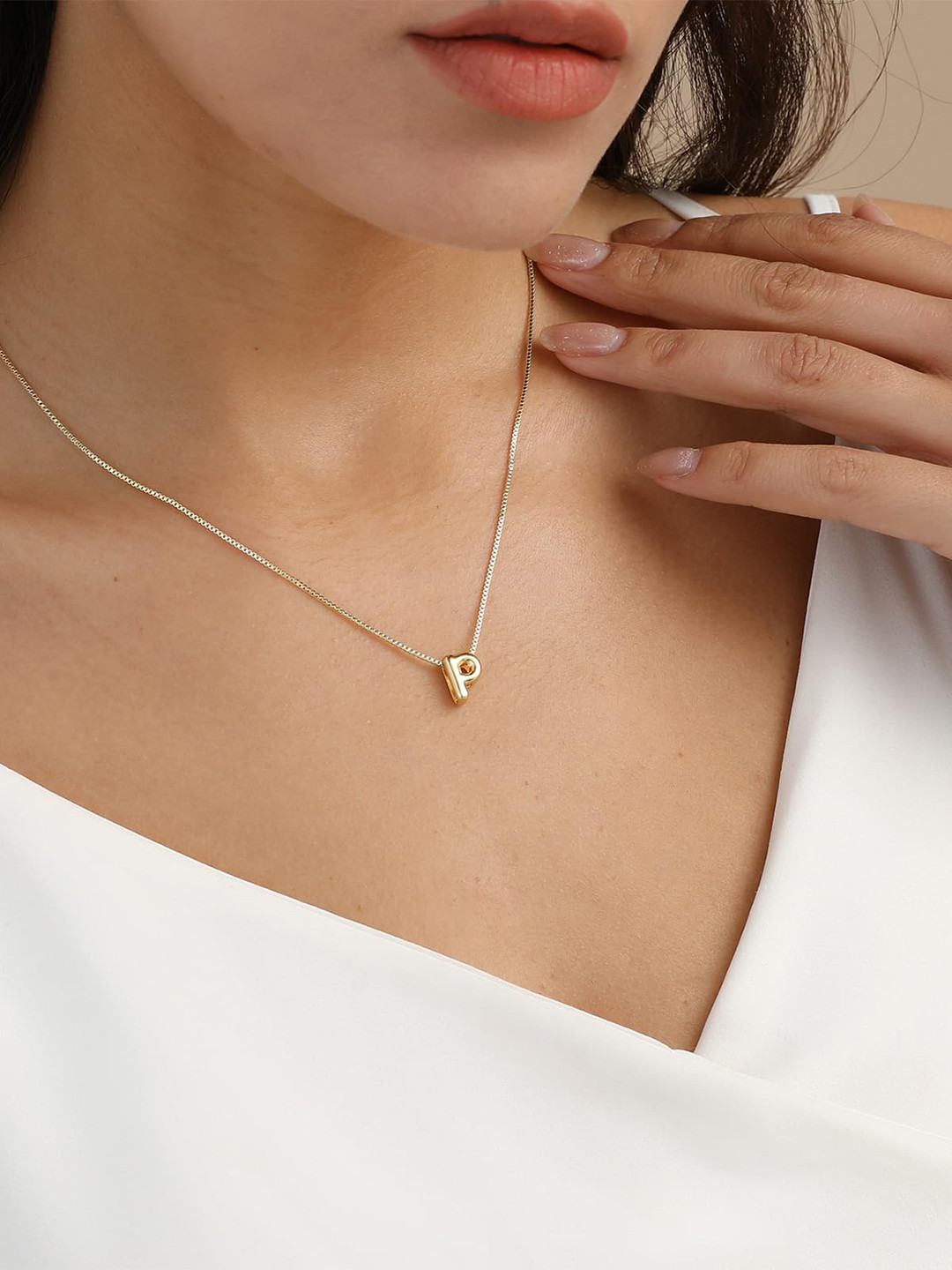 ARISTAL Jewellery Gold Plated Bubble Letter Alphabet P Necklace