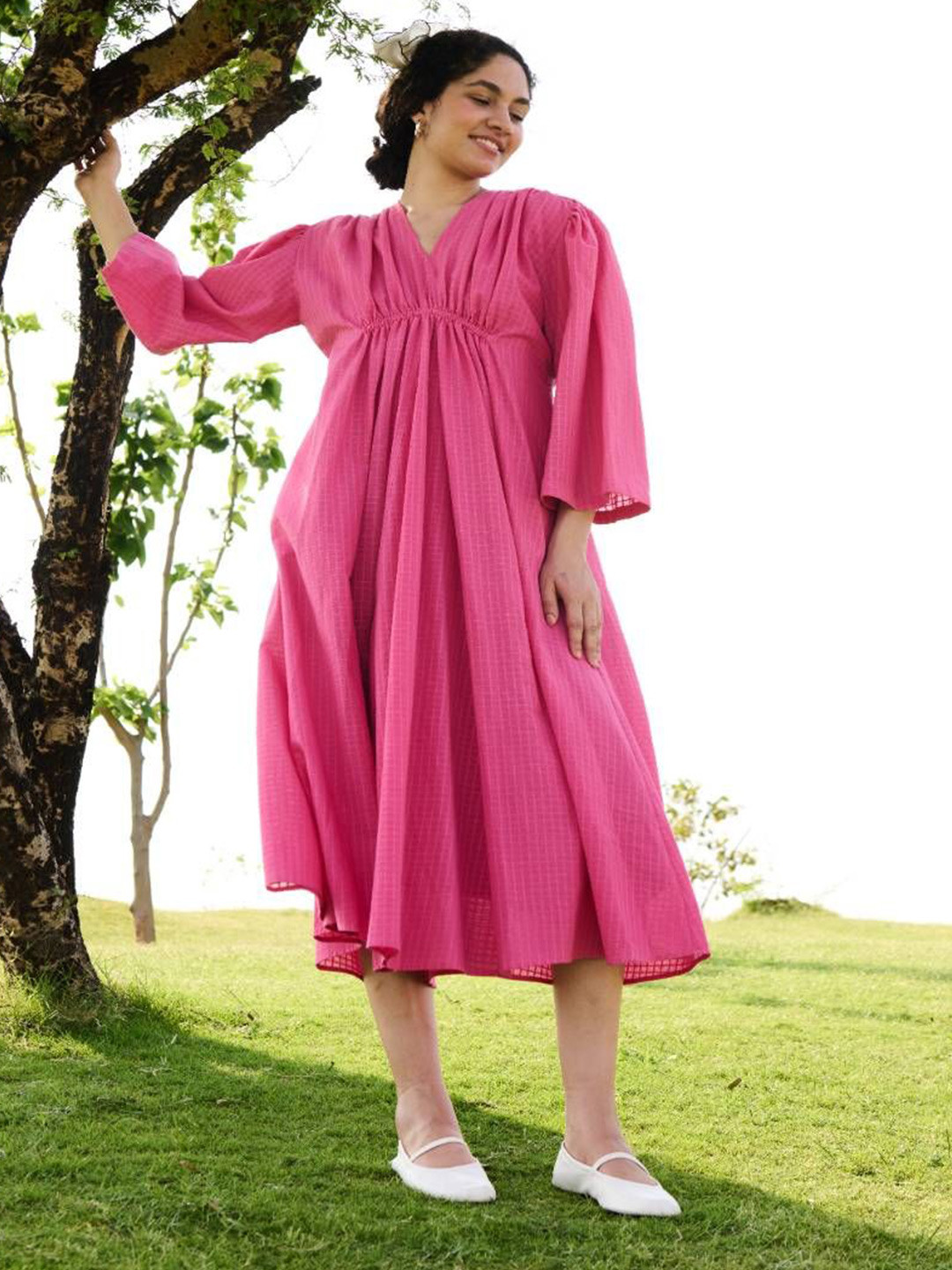 RAAS LIFE Women Gathered or Pleated Fit and Flare Dress