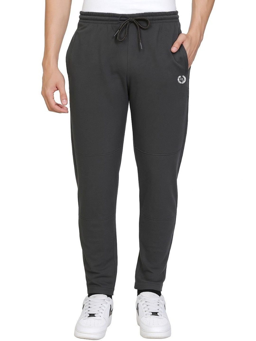 LEE BONEE Men Grey Solid Cotton Drawstring Track Pants