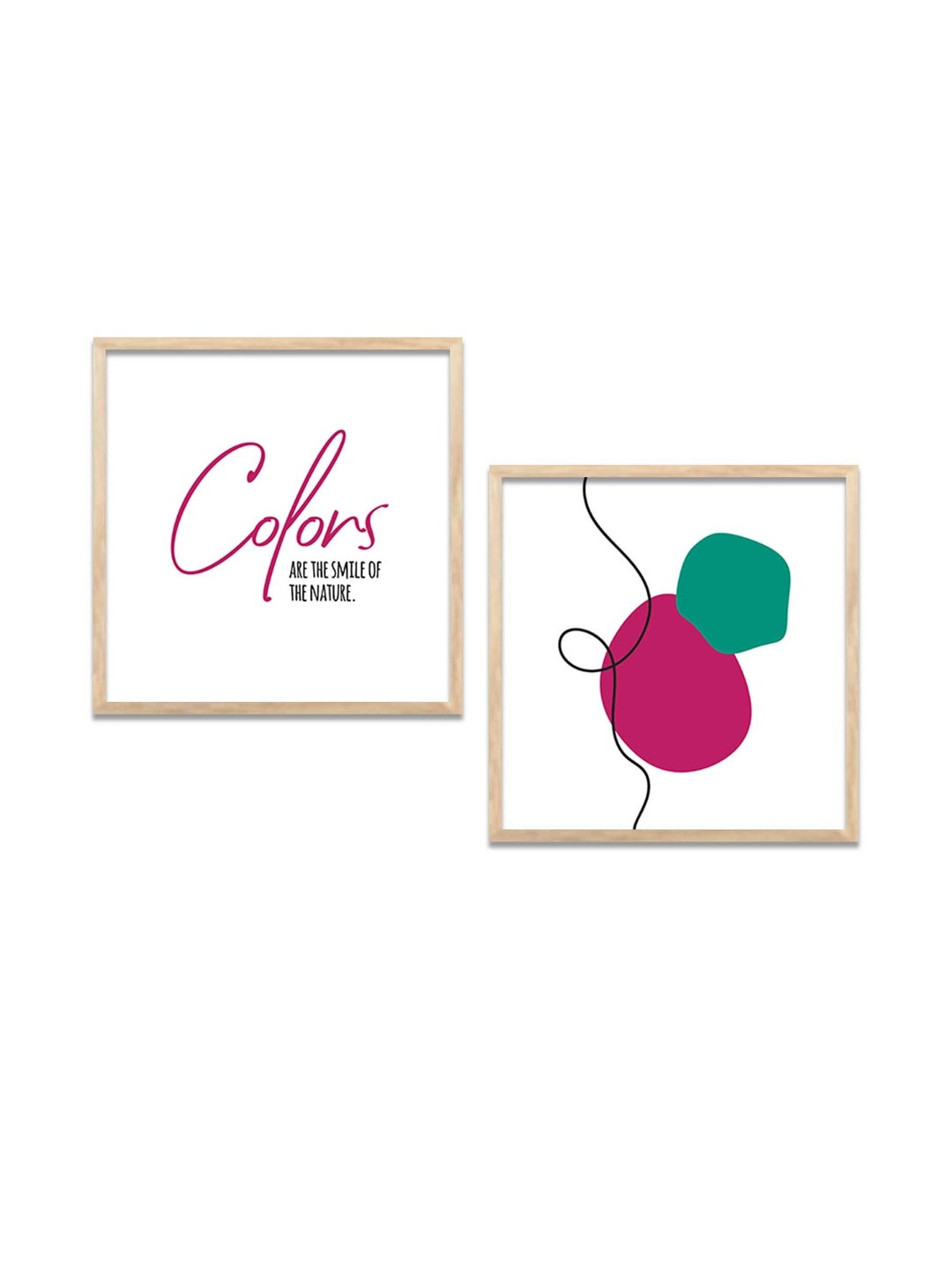 WALLLANE Set of 2 Piece Wood Modern Wall Art  With Frame