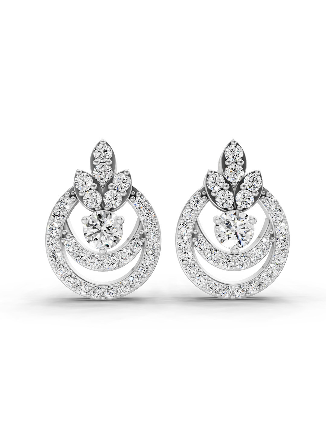 Sparkles 14K White Gold Lab Grown Diamond 0.90 Carat Round Shape Diamond Stud Earrings