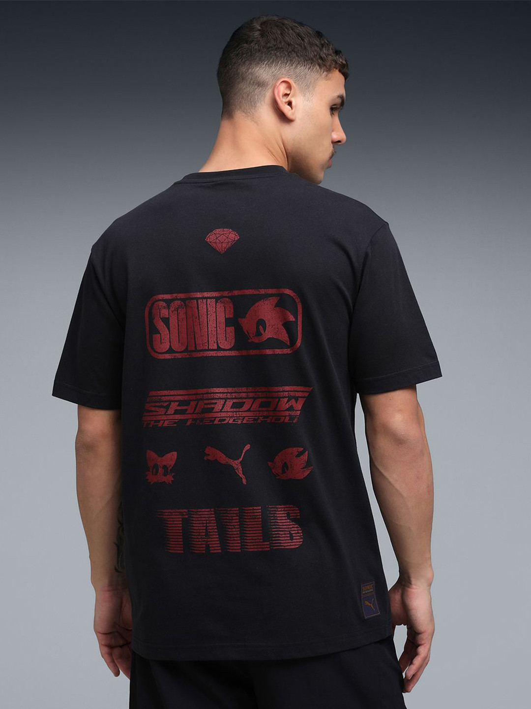 Puma Men Sonic The Hedgehog Graphic Printed Round Neck Cotton Relaxed Fit T-shirt