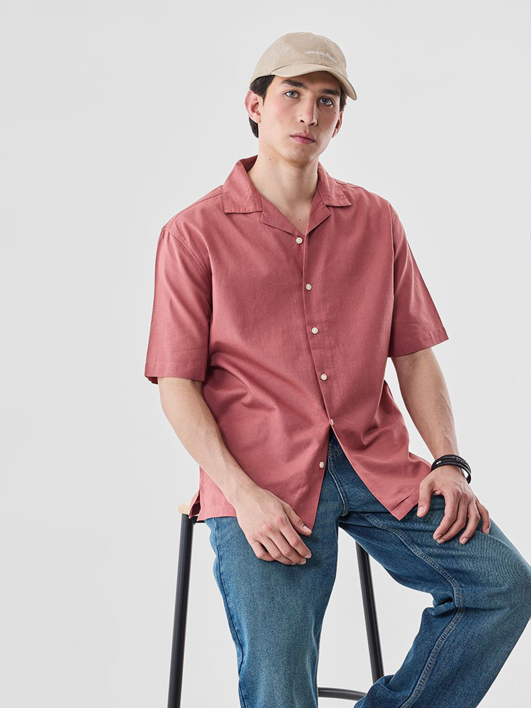 Snitch Boxy Short Sleeves Cotton Linen Shirt