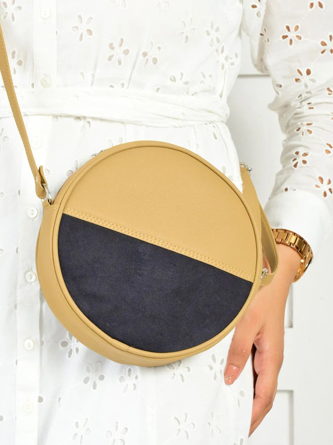 Needles Play Women Colourblocked Crossbody Leather Sling Bag