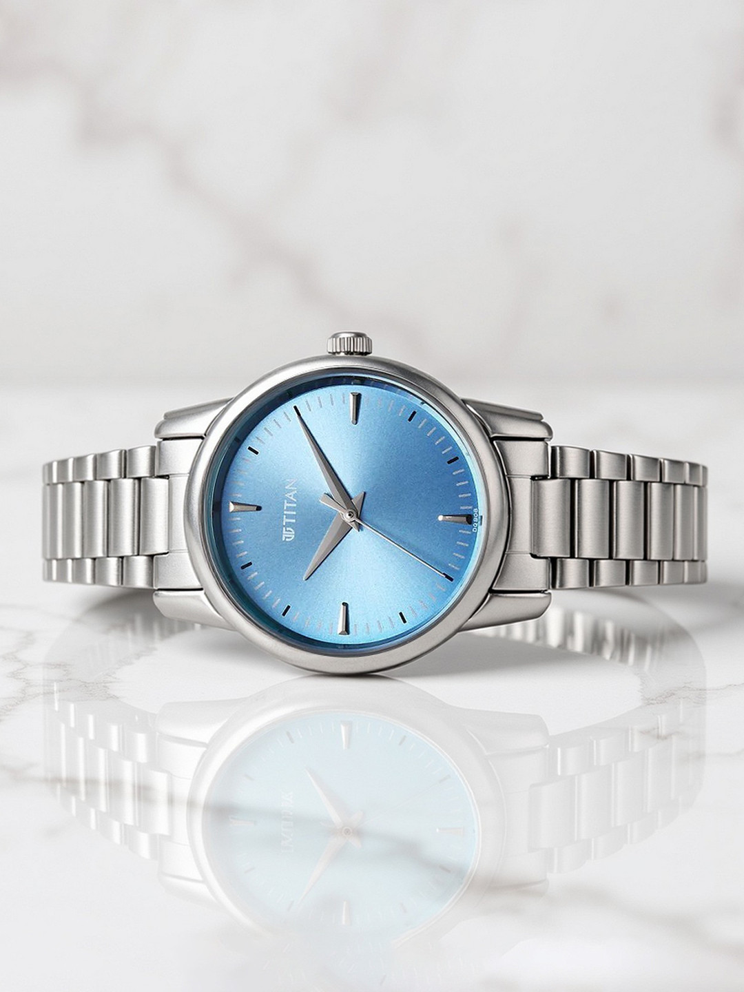 Titan Women Brass Embellished Dial & Stainless Steel Bracelet Style Straps Analogue Watch 2760SM02