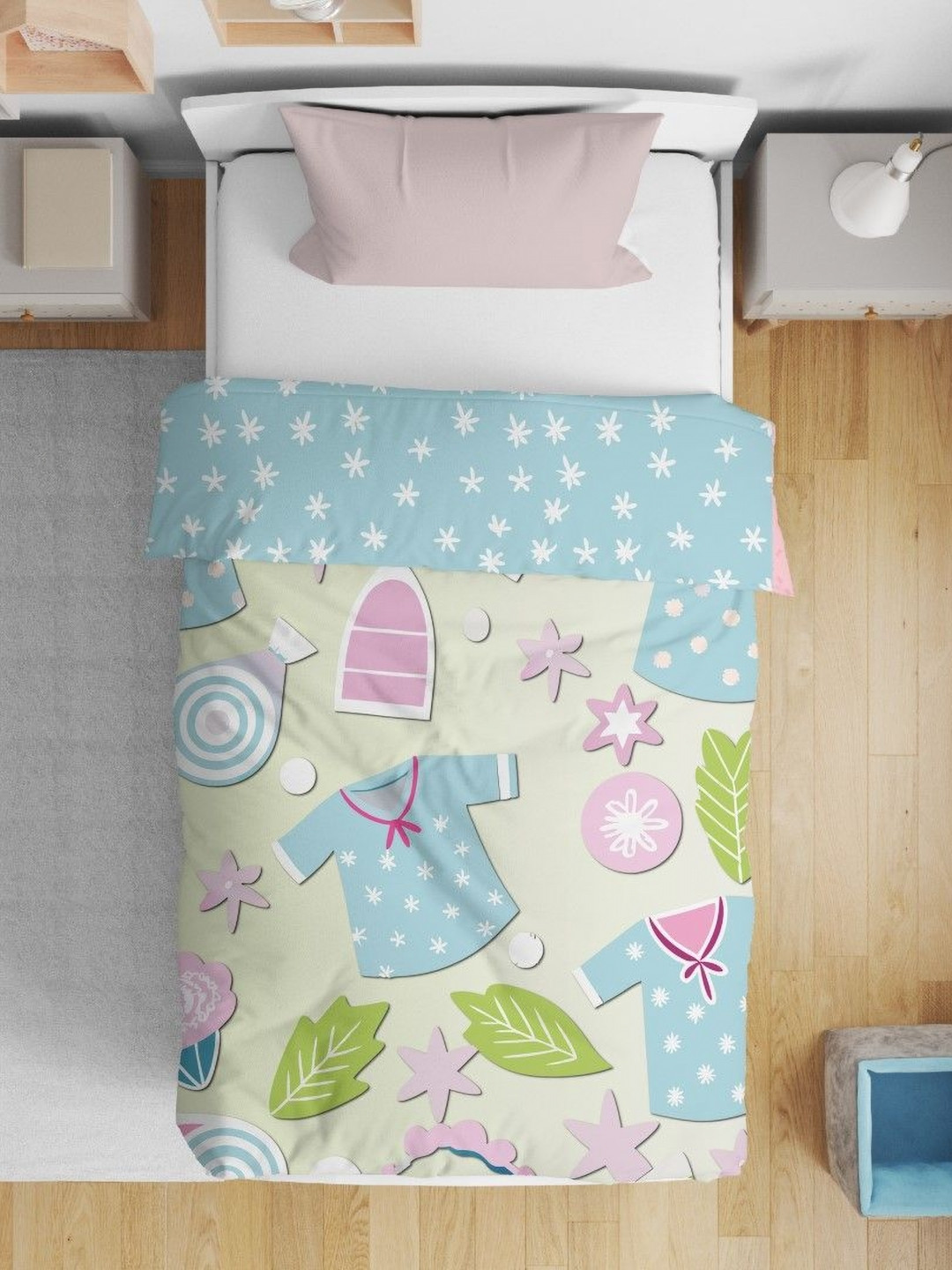 HOME PLUS STUDIOS Lime Green Cartoon Characters Microfiber AC Room Comforter