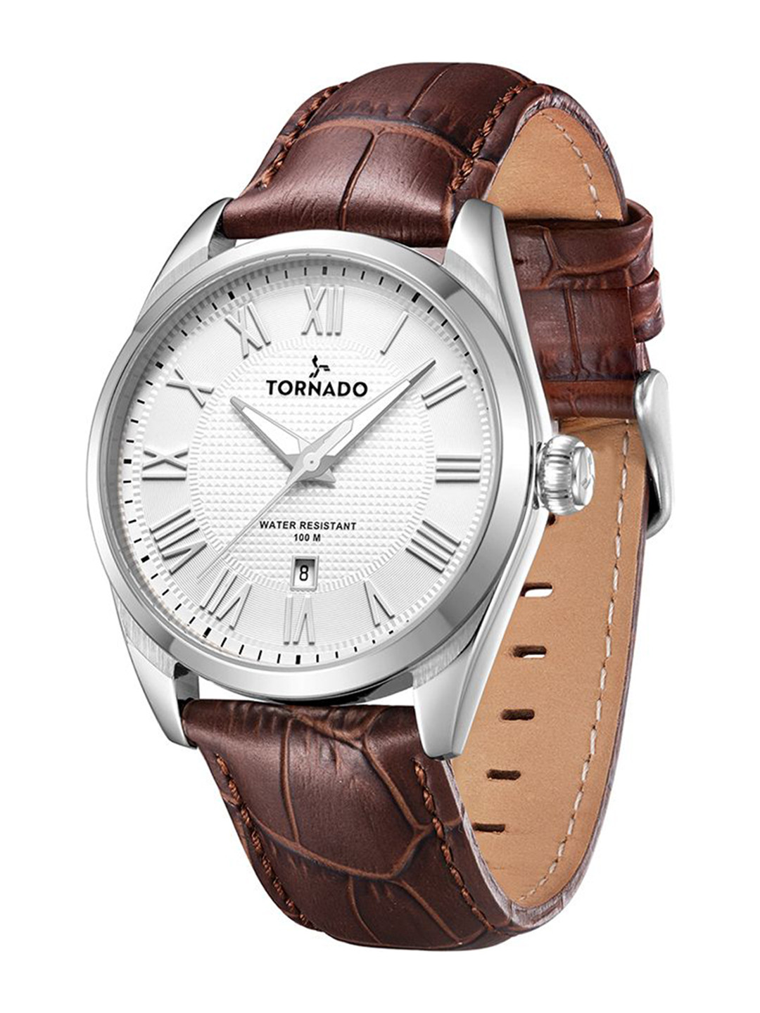 TORNADO Men Dial & Leather Textured Straps Analogue Watch T8007-SLDW