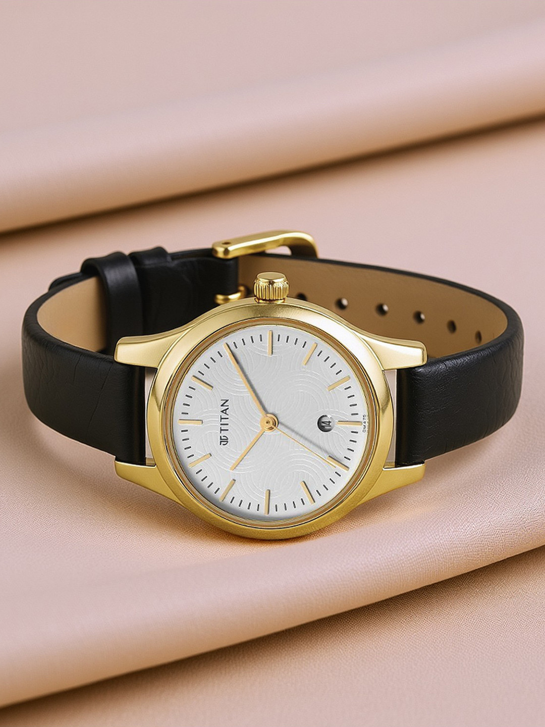 Titan Women Brass Dial & Leather Straps Analogue Watch 2679YL01