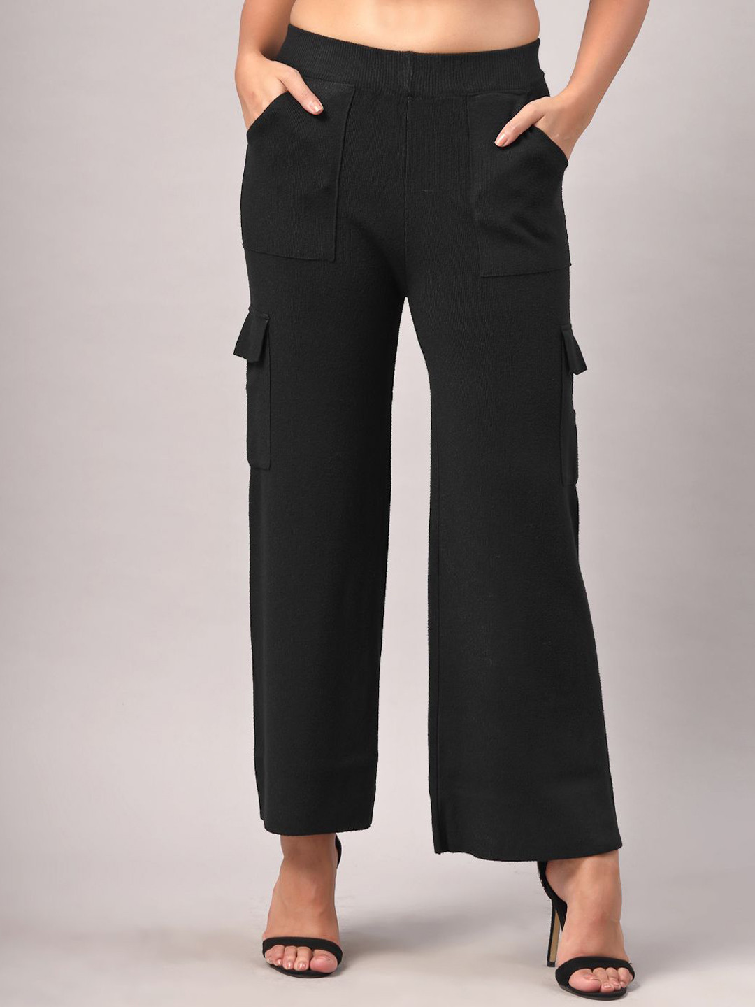 Mafadeny Women Cargo Knit Palazzo Pants