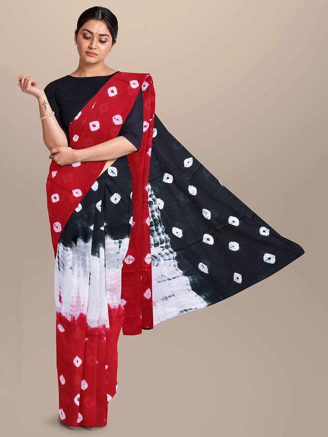 Craft Musium Tie and Dye Print Pure Cotton Saree