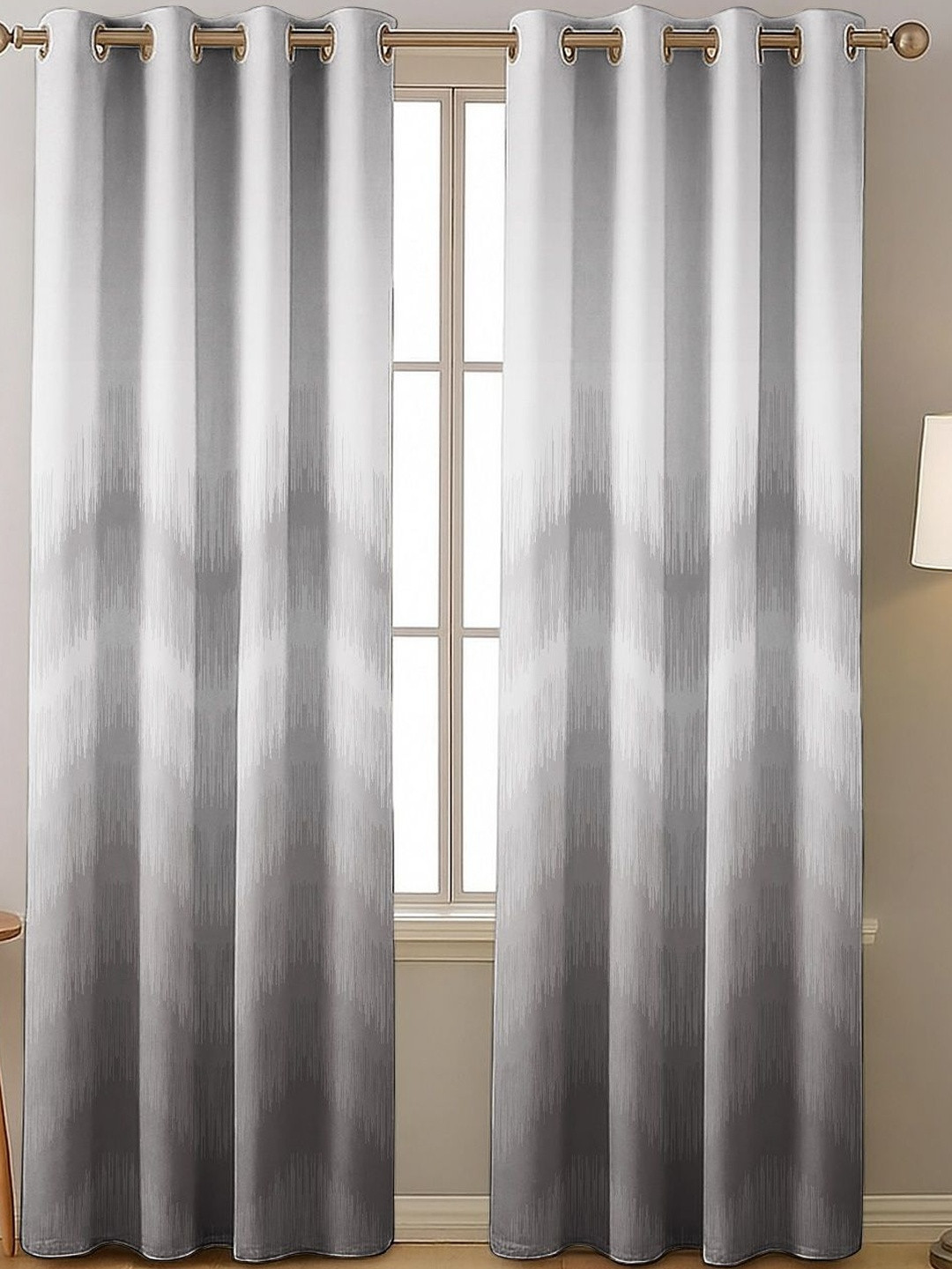 Myntra Elegant Homes Set of 2 Grey Ripple Fold Out Long Door Curtain