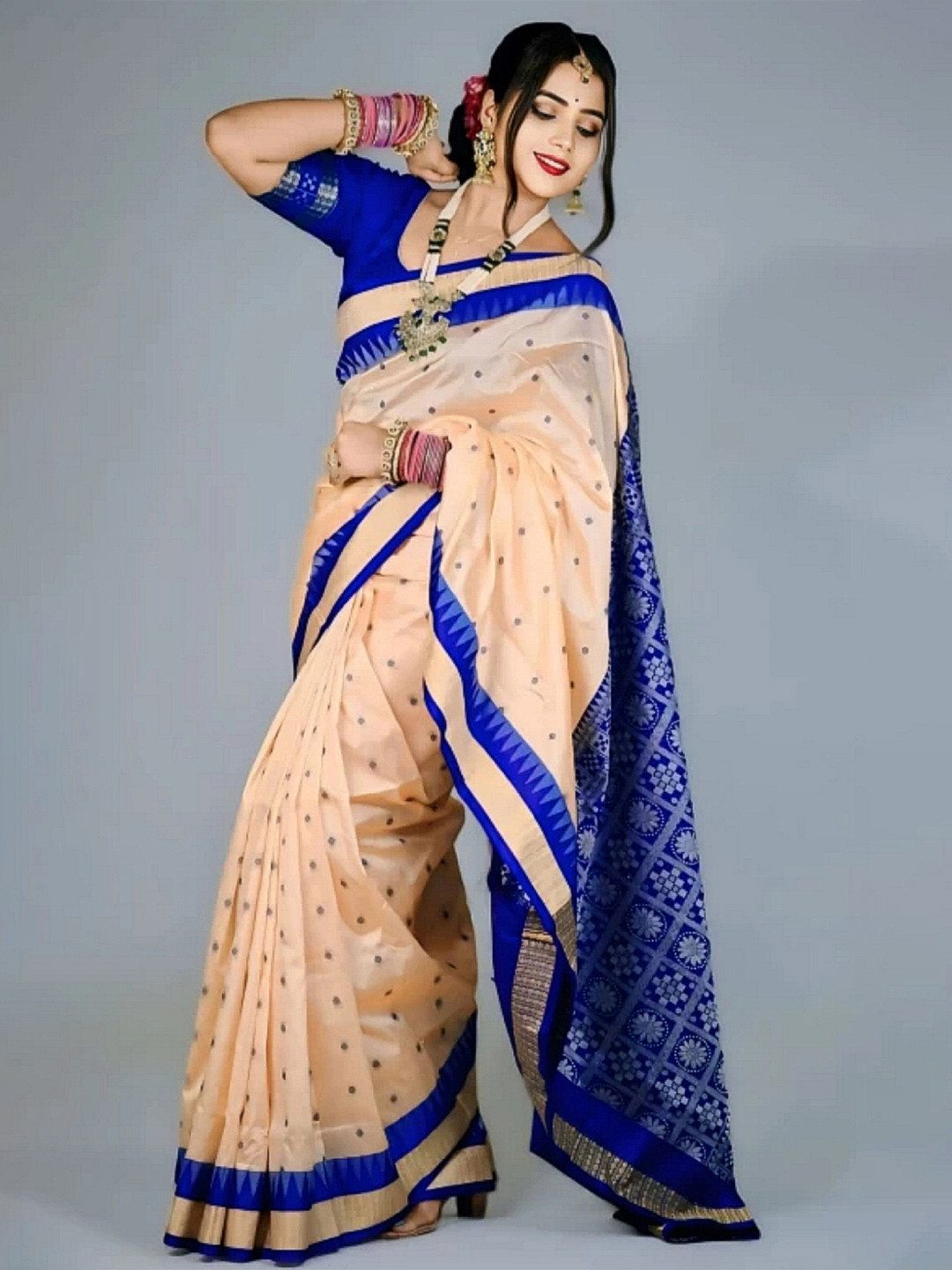 EEFA FASHION Ethnic Motifs Printed Zari Art Silk Sambalpuri Saree