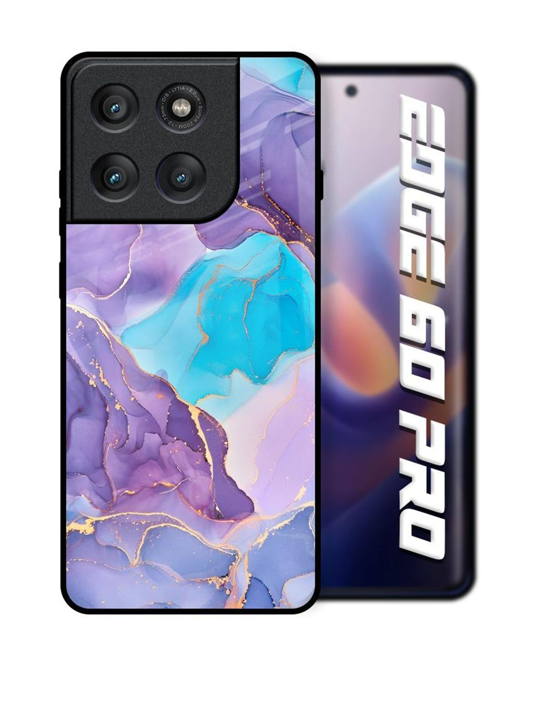 QRIOH Alcohol ink Marble Printed Glass Back Case for Motorola Edge 60 Pro