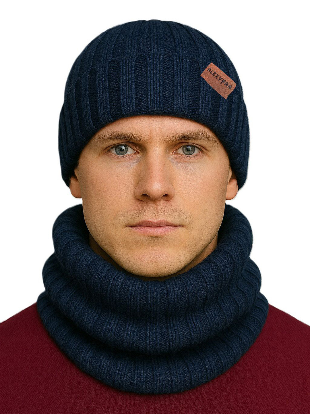 Alexvyan Men Winter Knit Beanie Cap & Neck Scarf Set