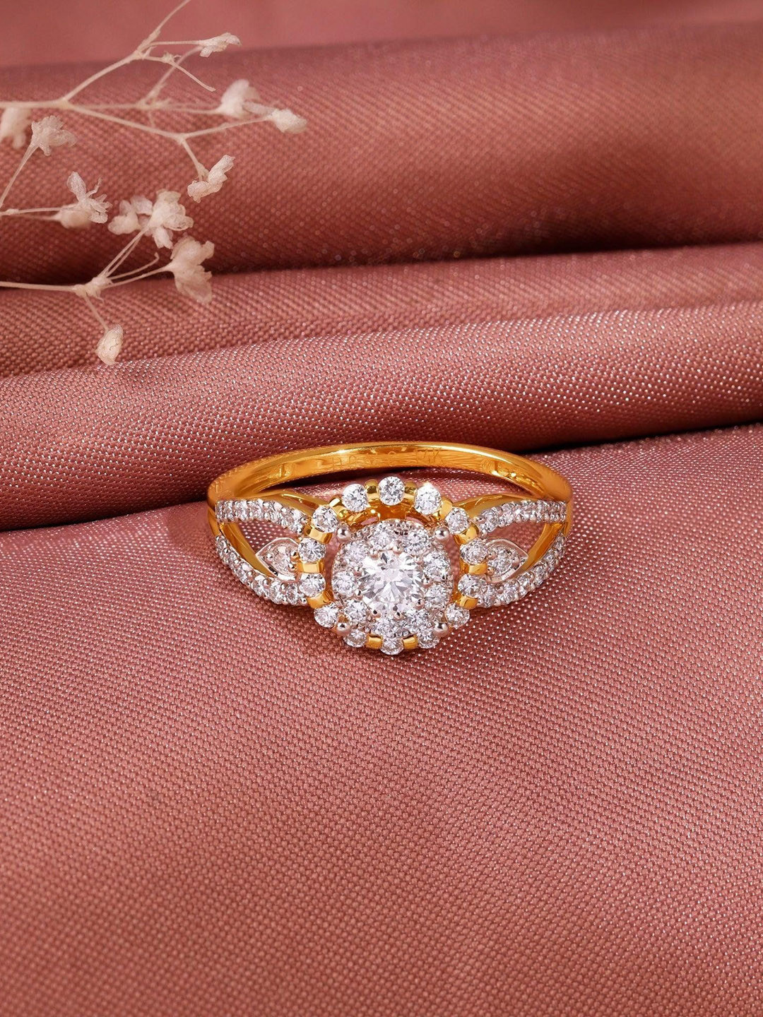 GIVA Gold Fleurora Lab Grown Diamond Ring-2.354 gms