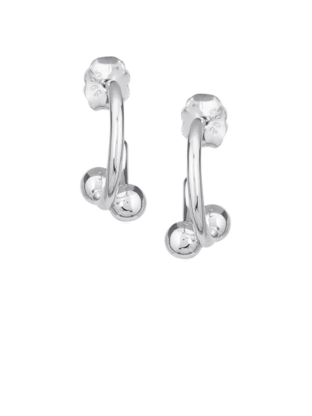 Dab 925 Sterling Silver Semi Circular Half Hoop Earrings