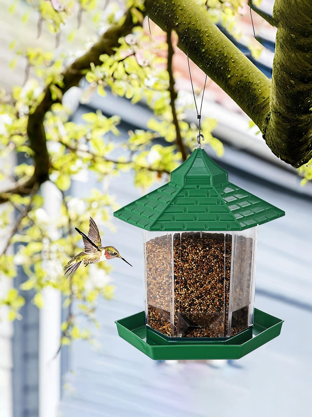 Kuber Industries Unisex Plastic 360 Perch Hanging Balcony Bird Feeder