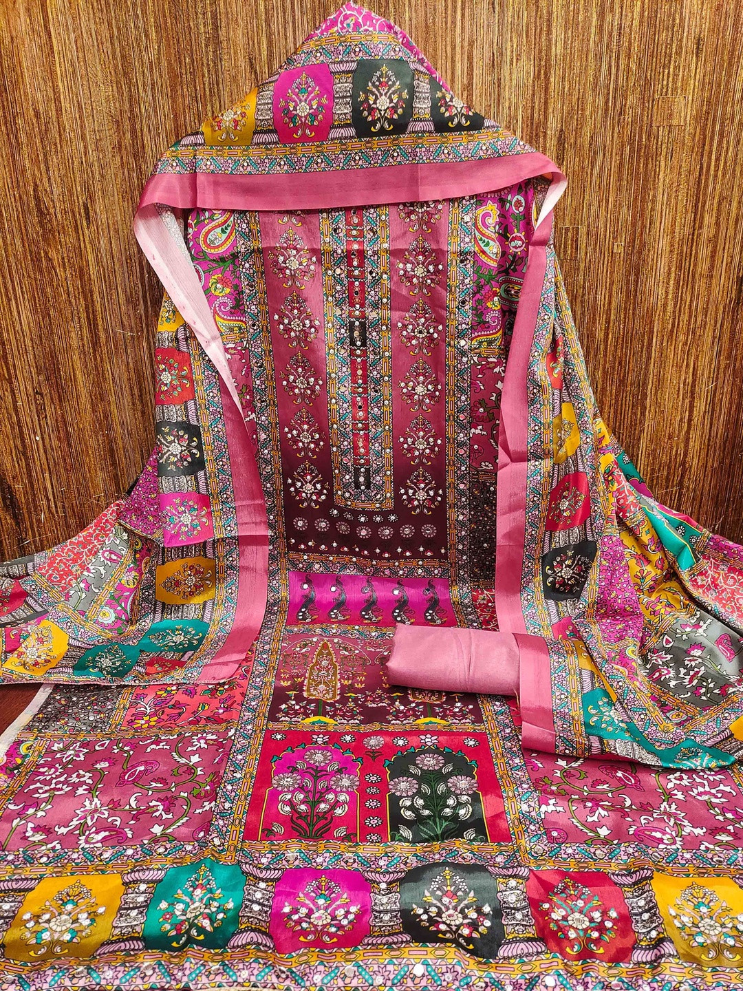 KALINI Women Printed Silk Chiffon Unstitched Dress Material