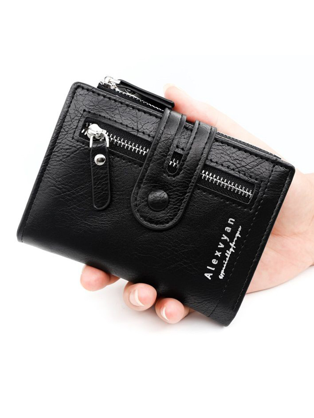 Alexvyan Men Bi-Fold With Chain & Lock Wallet & Card Organizer