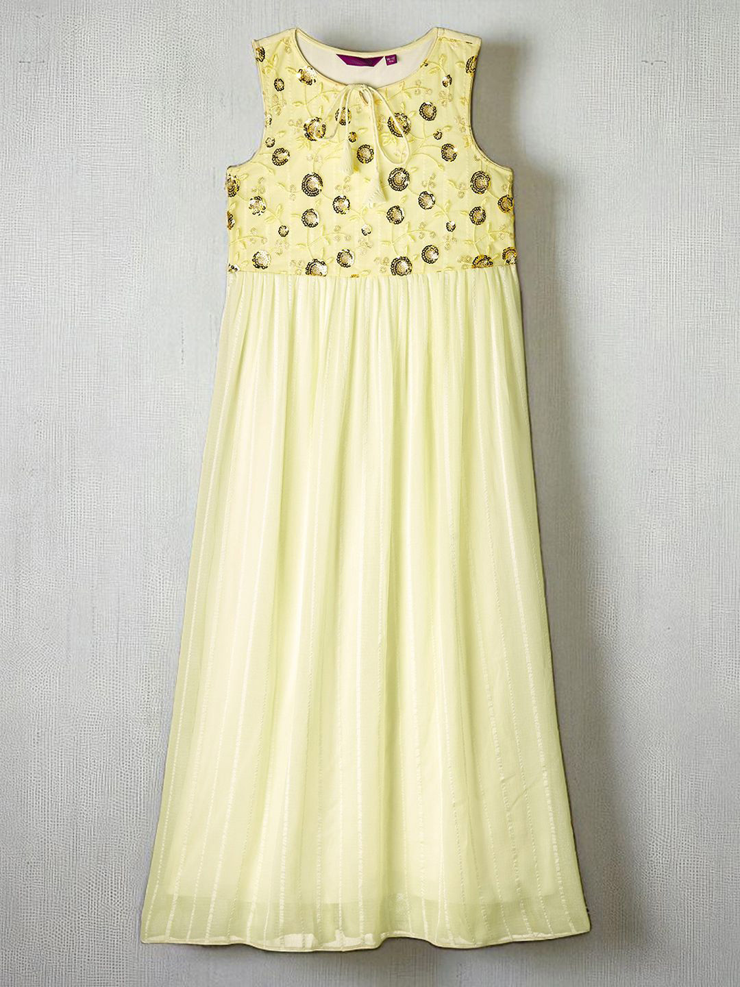 BAESD Girls Key Hole Sleeveless Embellished Flared Maxi Party Dress