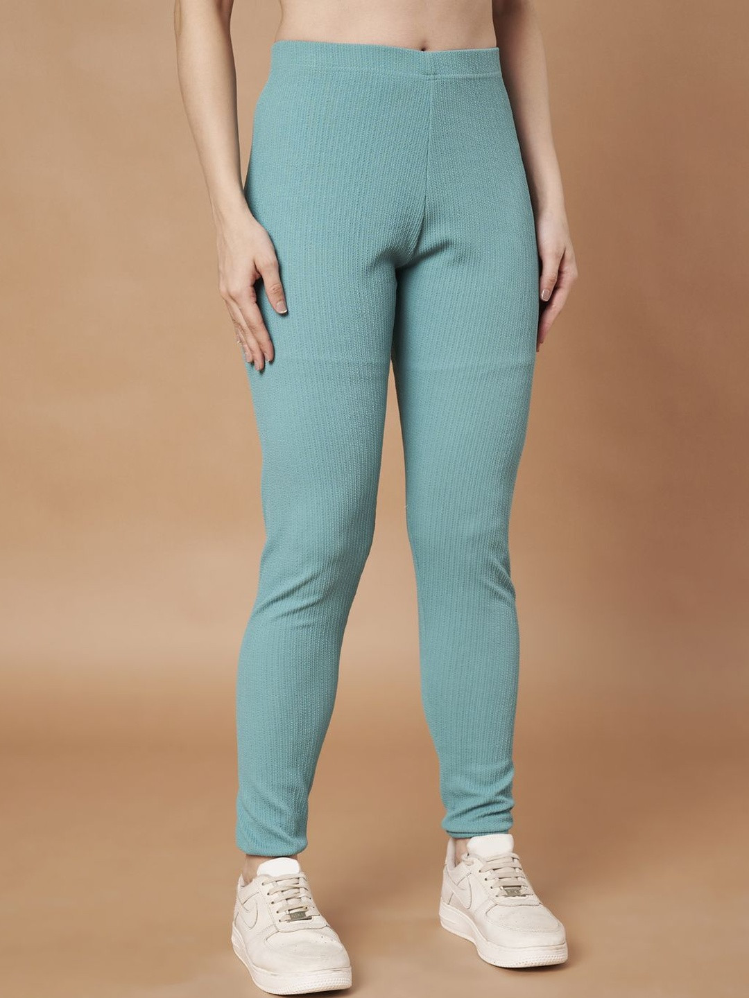 Moda Rapido Women Light Green Cotton Lycra Blend Co-Ord Set