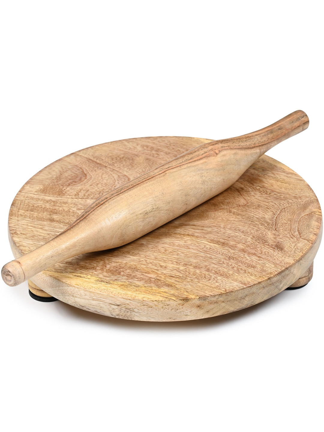 PTR Beige Wooden Chakla and Sheesham Belan Set