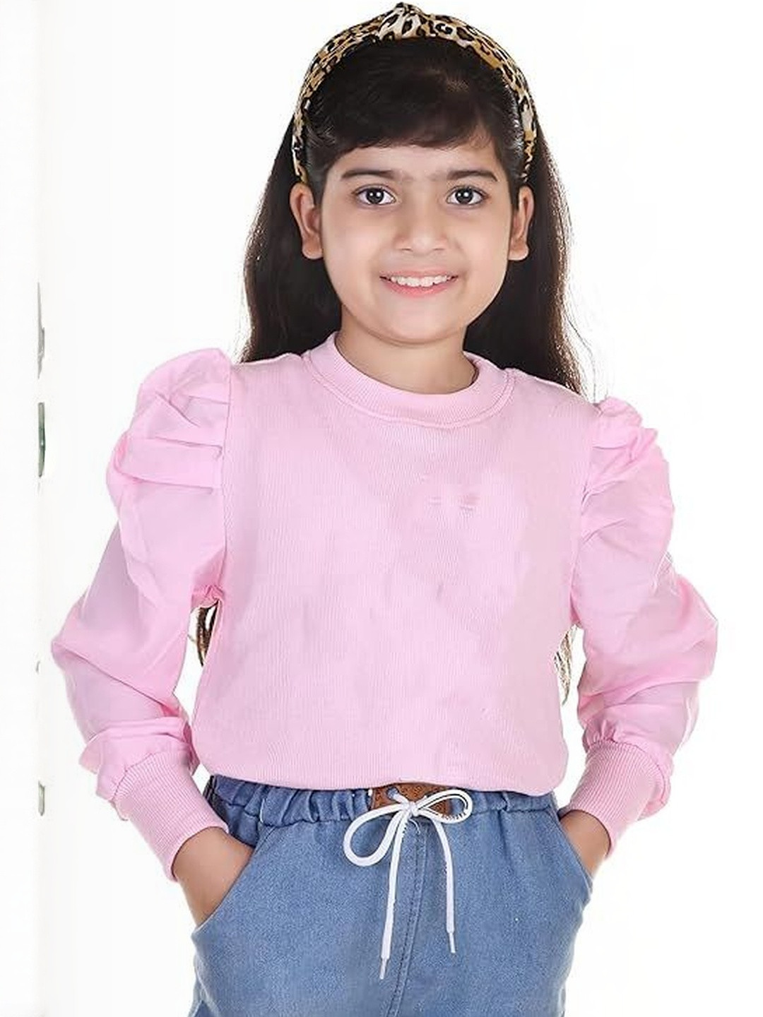 Aura Glam Girls Pack Of 2 Peach & Mustard Solid Tops