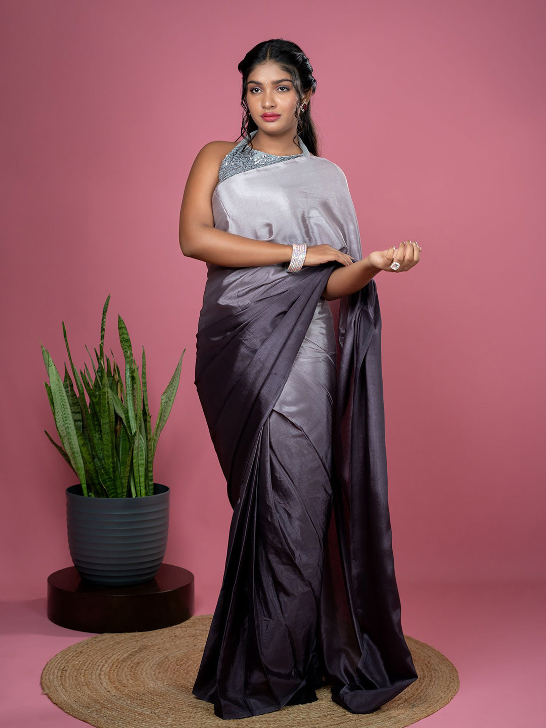 HELLA FASHIONS Ombre Ready To Wear Saree