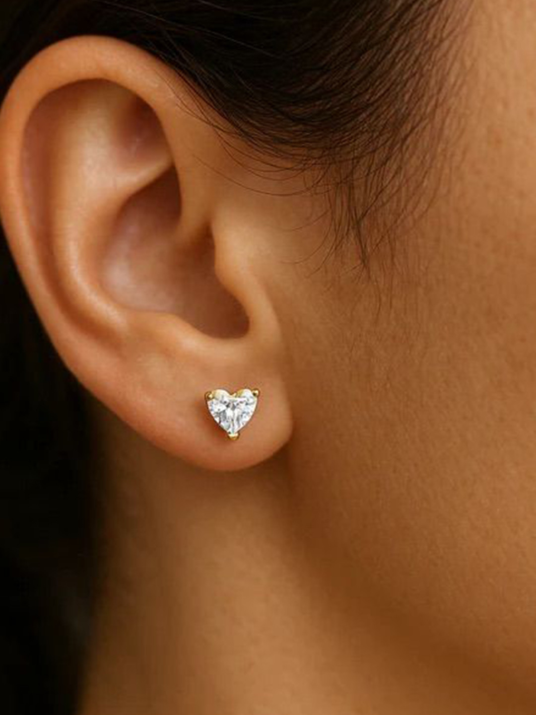 Anushka Jain Jewellery 925 Sterling Silver Diamond Heart Shaped Studs Earrings