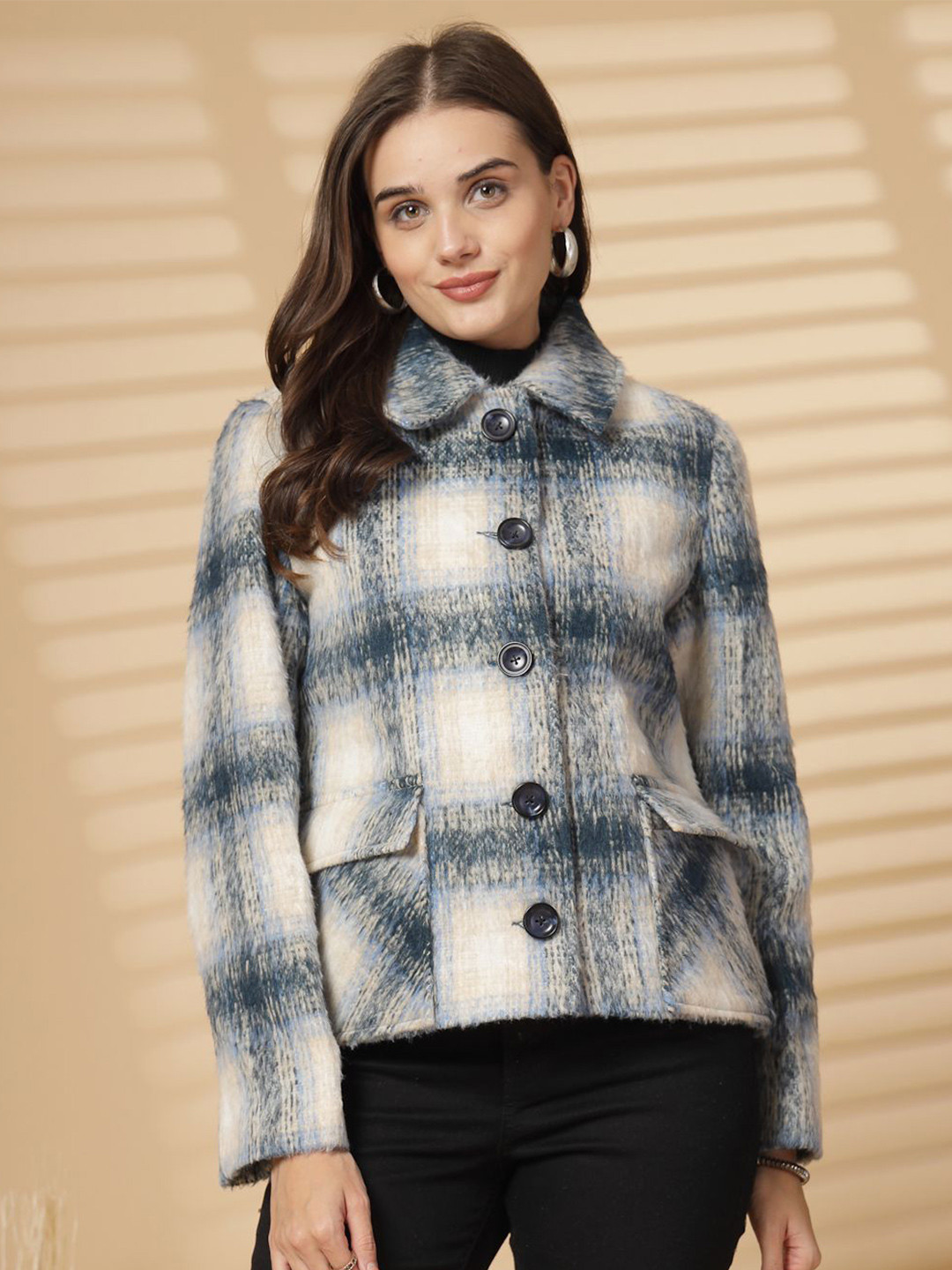 Thirty Threads Women Checked Spread Collar Casual Shacket