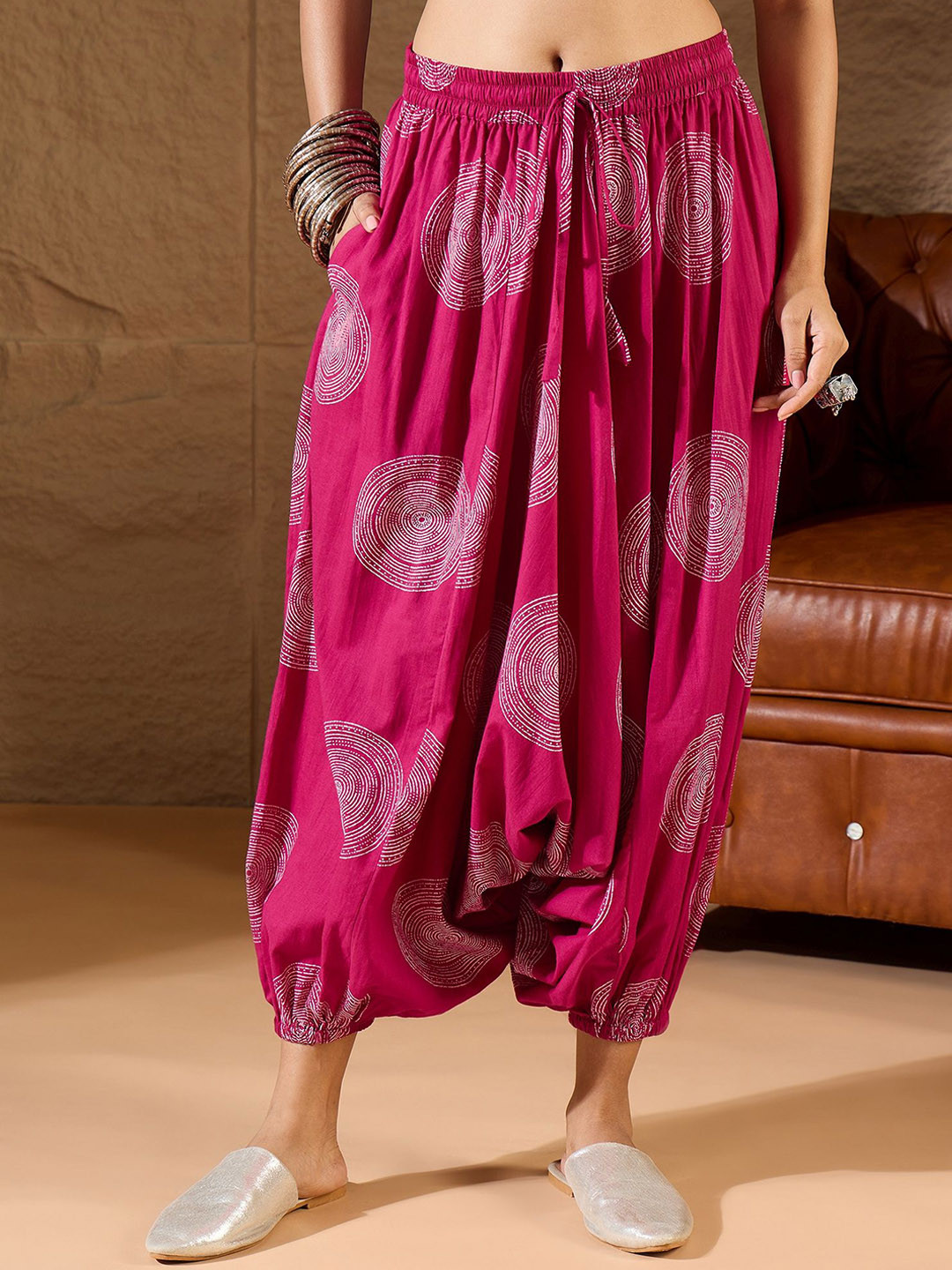 InWeave Women Loose Fit Circle Printed Harem Pants