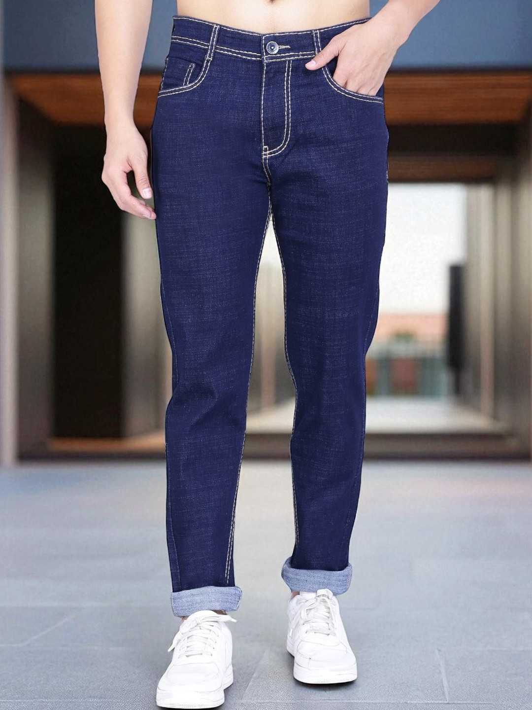 AWACK Men Robyn Slim Fit Mid-Rise Light Fade Stretchable Jeans