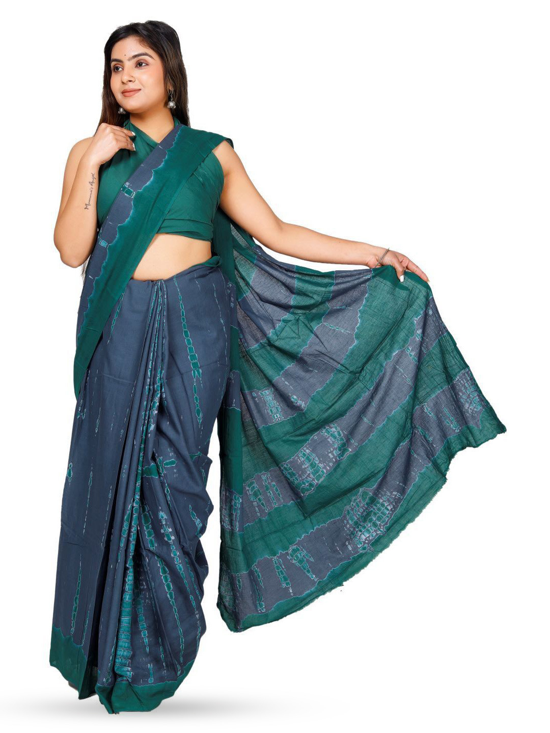 Craft Musium Jaipuri Hand Block Print saree with Unstitched Blouse Piece