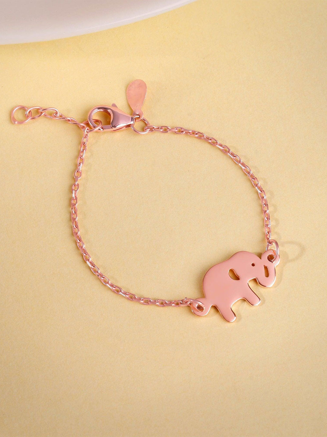 GIVA Girls 925 Silver Rose Gold-Plated Jumbo Elephant Charm Bracelet