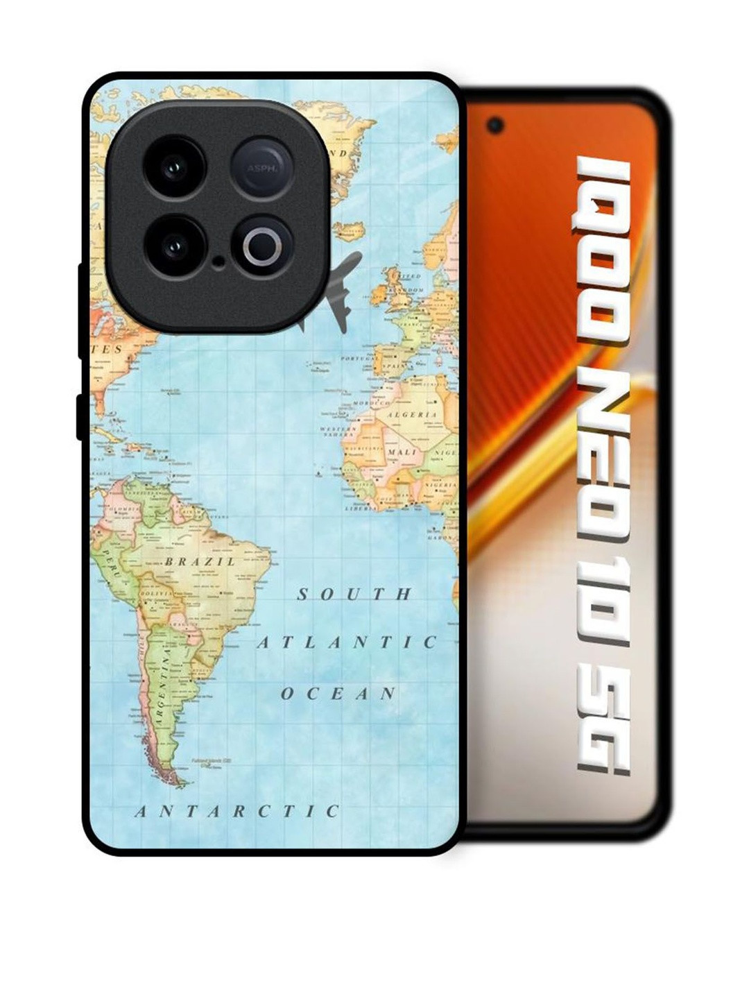 QRIOH Travel Map Glass Case for iQOO Neo 10 5G