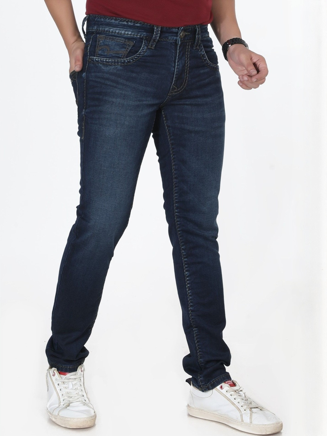 MAD-O-WHAT Men Slim Fit Mid-Rise Light Fade Jeans