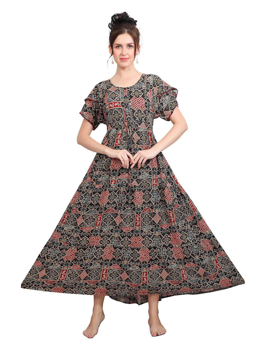 Ms.Lingies Women Printed Fit And Flare Ethnic Maternity Dresses