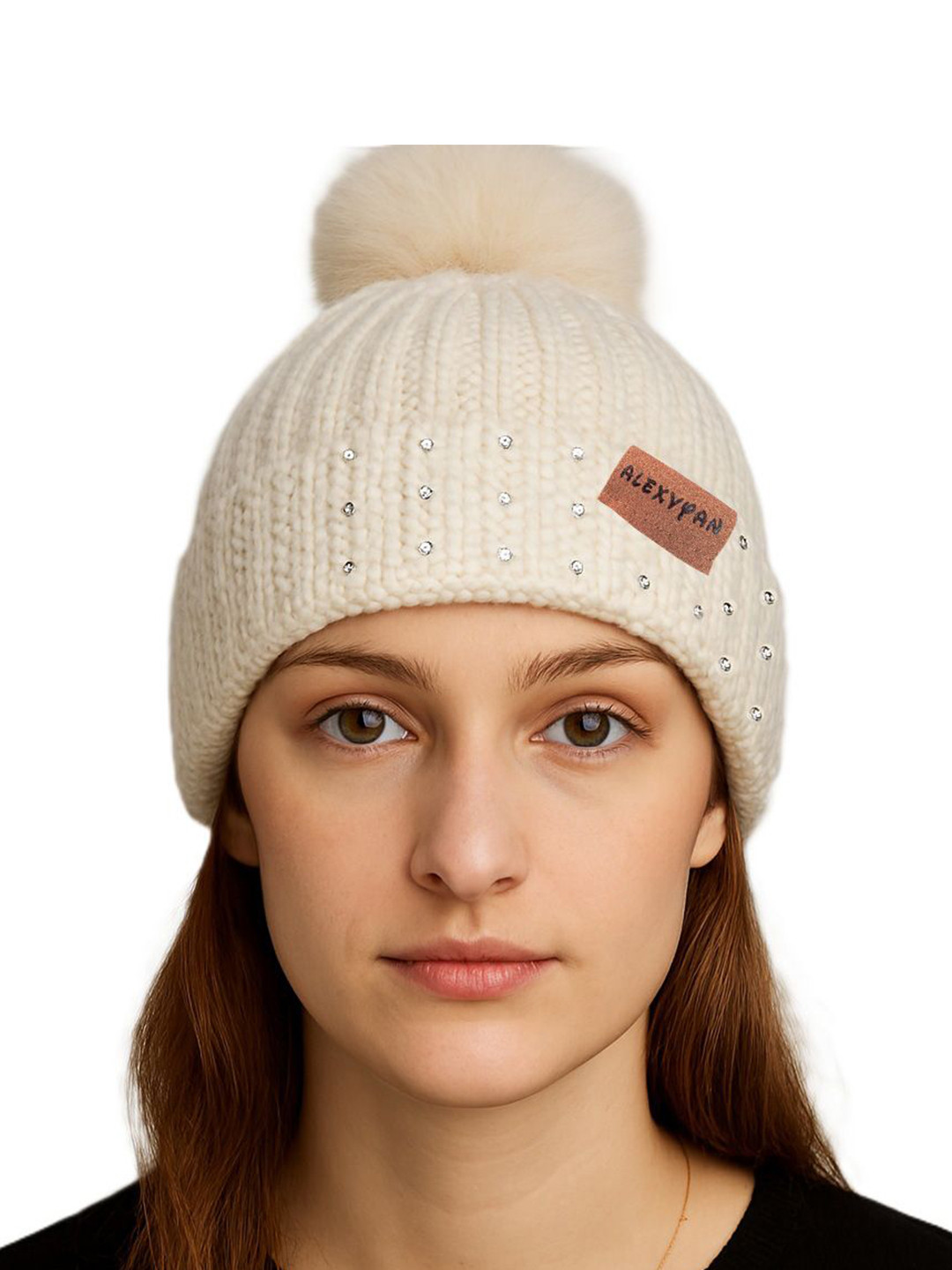 Alexvyan Women Rhinestone Beanie