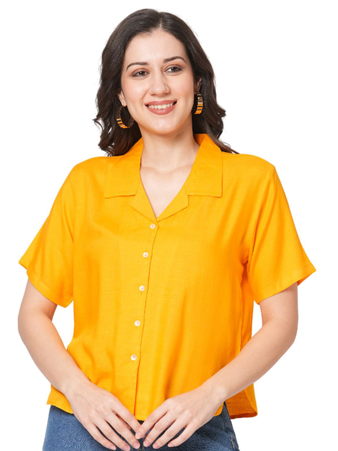 G0-4 IT Shirt Shirt Style Crop Top