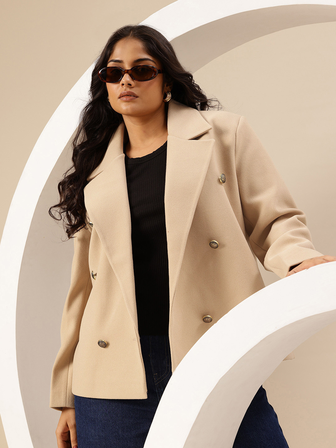 Sztori Plus Size Double-Breasted Coat